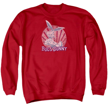 Red men's crewneck sweatshirt with Looney Tunes Wishful Thinking graphic