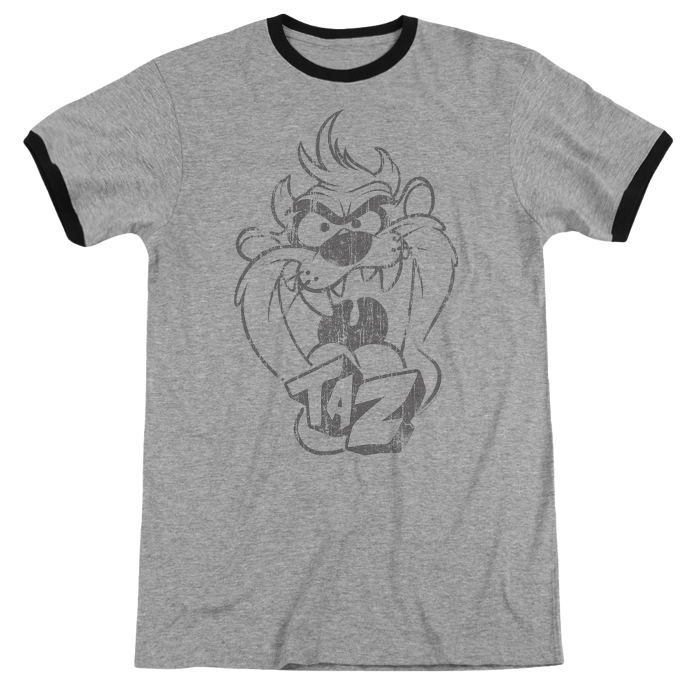 Looney Tunes Faded Taz Men's Ringer T-Shirt Men's Ringer T-Shirt Looney Tunes   