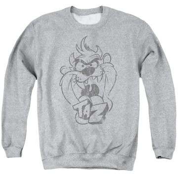 Athletic heather men's crewneck sweatshirt with Looney Tunes Faded Taz graphic