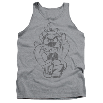 Athletic heather men's tank with Looney Tunes Faded Taz graphic