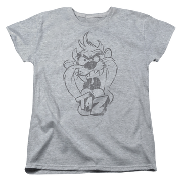 Athletic heather women's t-shirt with Looney Tunes Faded Taz graphic