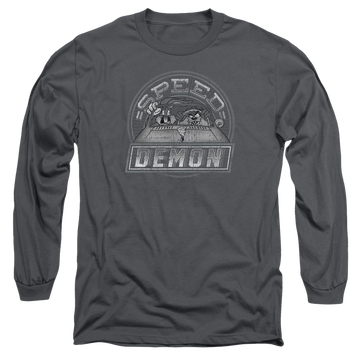 Charcoal men's long sleeve t-shirt with Looney Tunes Speed Demon graphic