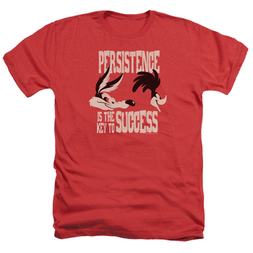 Red men's heather t-shirt with Looney Tunes Persistence graphic