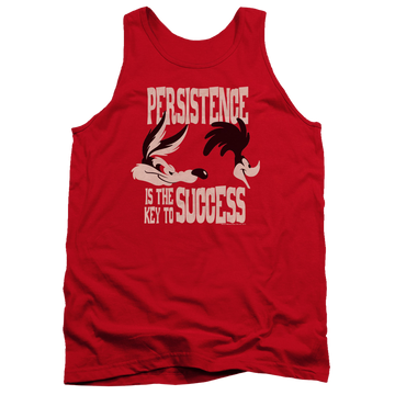 Red men's tank with Looney Tunes Persistence graphic