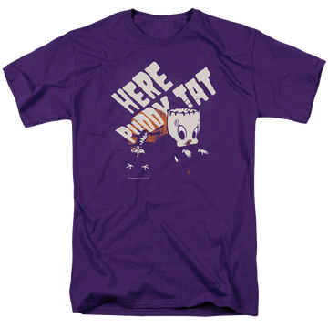 Purple men's regular fit t-shirt with Looney Tunes Franken Tweety graphic