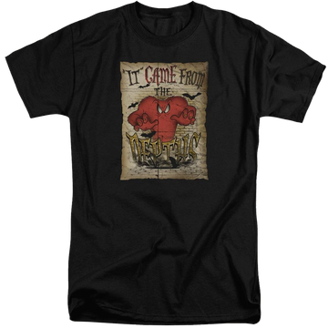 Black men's tall fit t-shirt with Looney Tunes The Depths graphic