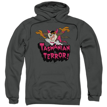 Charcoal pullover hoodie with Looney Tunes Taz Terror graphic