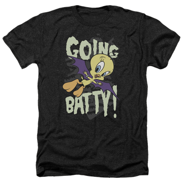 Charcoal men's heather t-shirt with Looney Tunes Going Batty graphic
