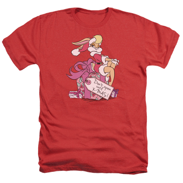 Red men's heather t-shirt with Looney Tunes Lola Present graphic