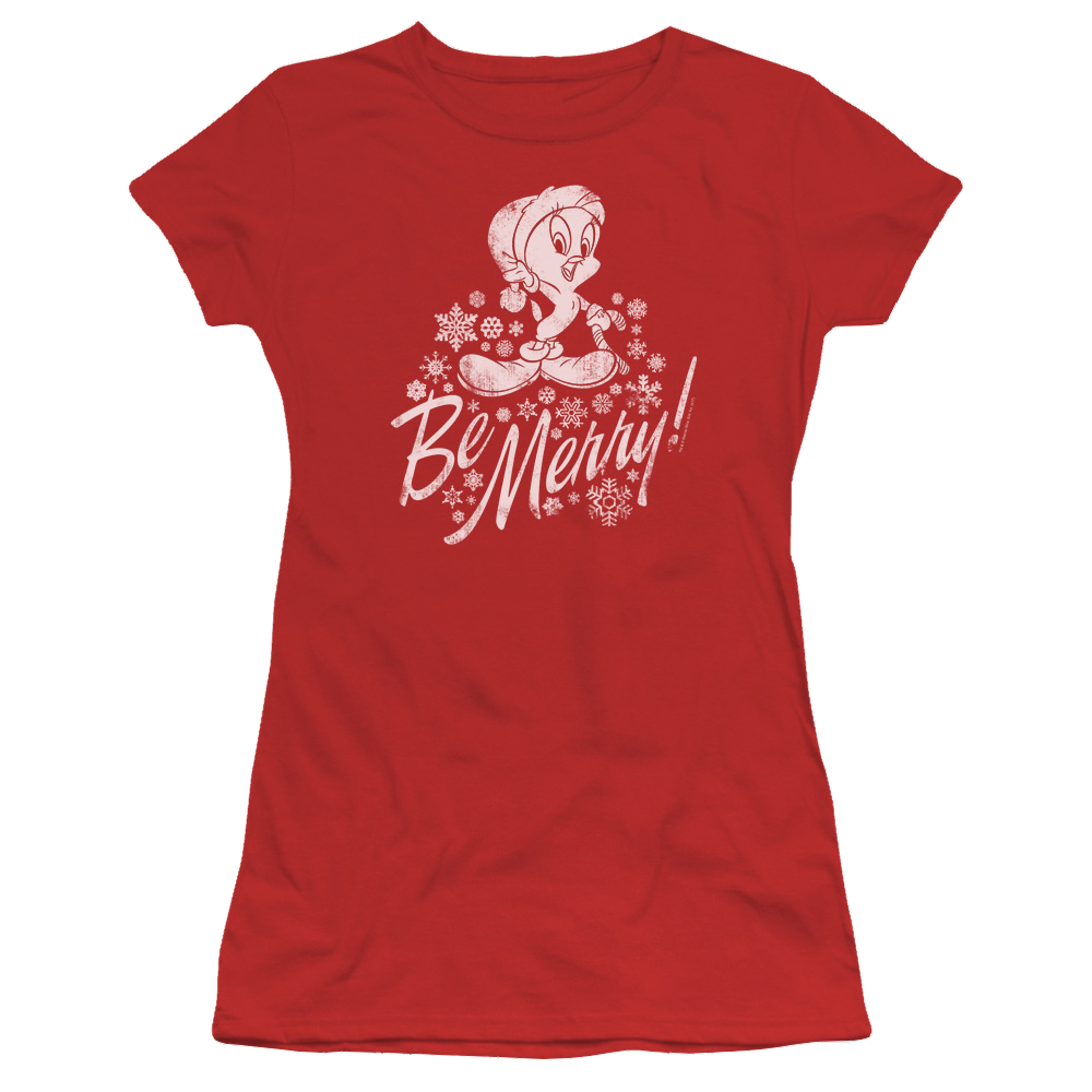 Looney Tunes Merry Tweety Juniors T-Shirt Juniors T-Shirt Looney Tunes   