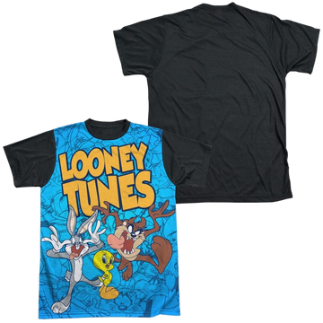 Looney Tunes Collage Of Characters men's black back t-shirt