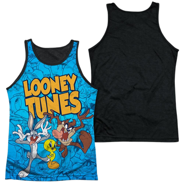Looney Tunes Collage Of Characters men's black back tank