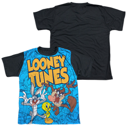 Looney Tunes Collage Of Characters - Youth Black Back T-Shirt Youth Black Back T-Shirt (Ages 8-12) Looney Tunes   