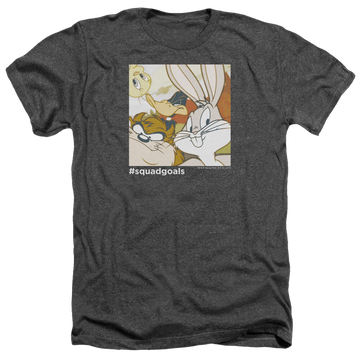 Charcoal men's heather t-shirt with Looney Tunes Squad Goals graphic