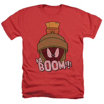 Red men's heather t-shirt with Looney Tunes Kaboom graphic