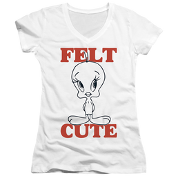 Looney Tunes Felt Cute - Juniors V-Neck T-Shirt Juniors V-Neck T-Shirt Looney Tunes   
