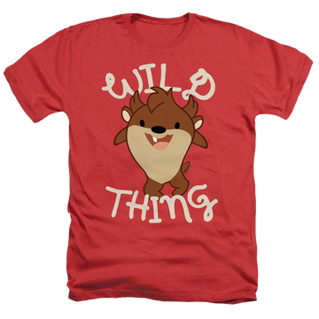 Red men's heather t-shirt with Looney Tunes Wild Thing Kid graphic