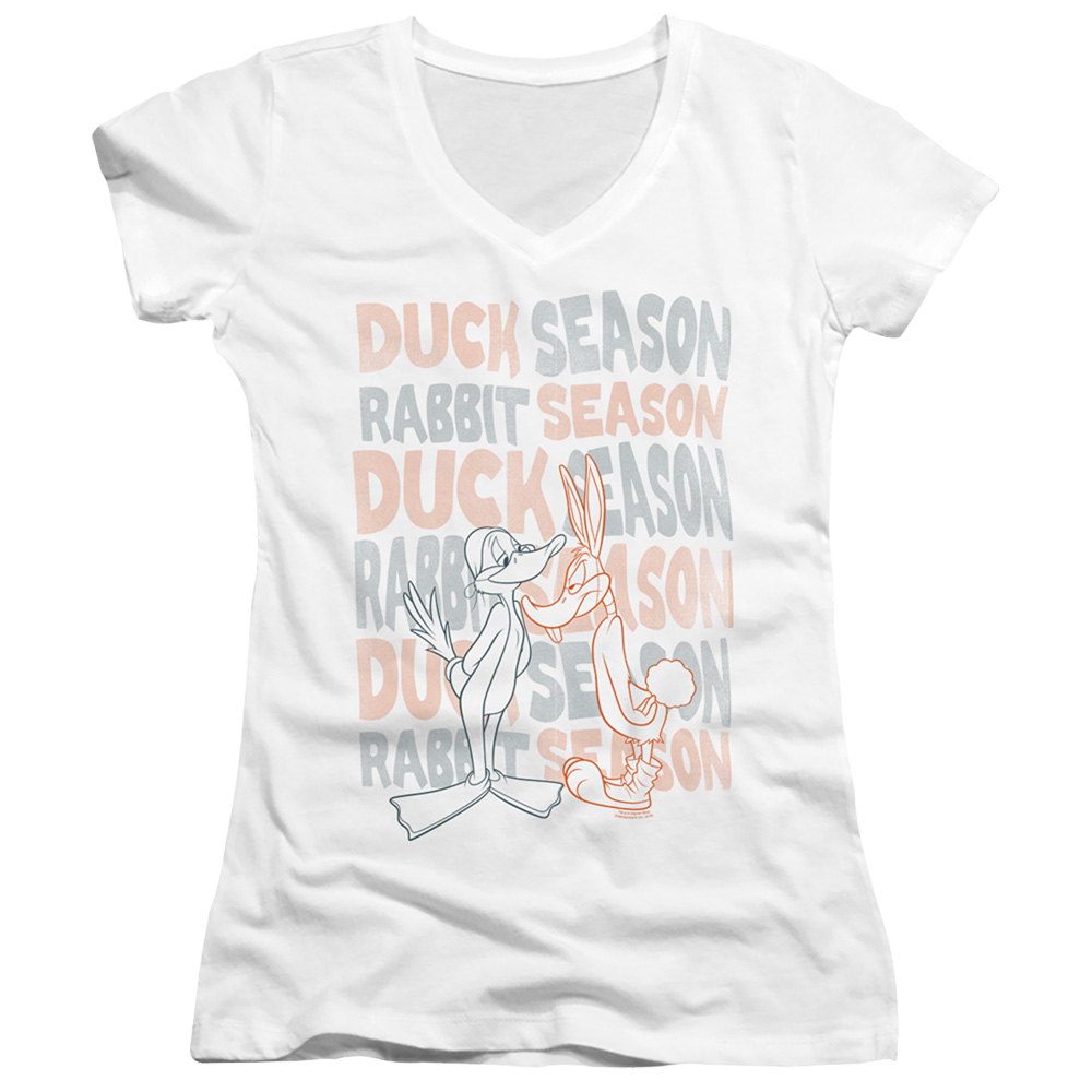 Looney Tunes Duck Season Rabbit Season - Juniors V-Neck T-Shirt Juniors V-Neck T-Shirt Looney Tunes   