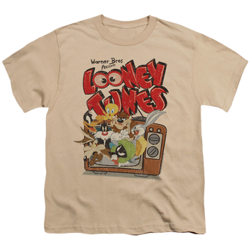 Sand youth t-shirt for ages 8 to 12 with Looney Tunes Saturday Mornings graphic