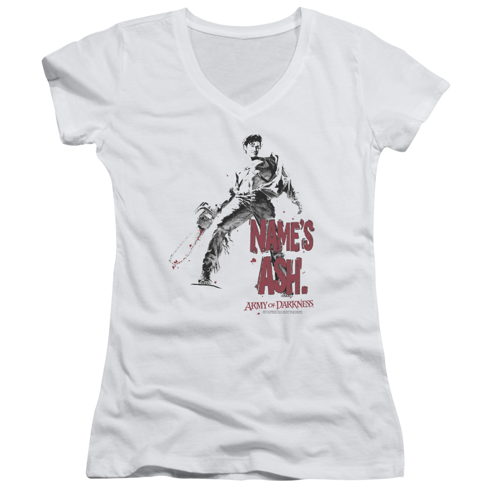 Army Of Darkness Names Ash - Juniors V-Neck T-Shirt Juniors V-Neck T-Shirt Army of Darkness   