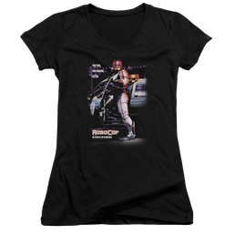 Robocop Poster Juniors V-Neck T-Shirt Juniors V-Neck T-Shirt Robocop   