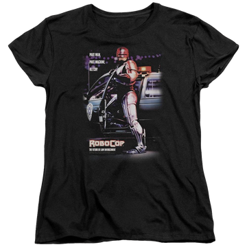 Black women's t-shirt with Robocop Poster graphic