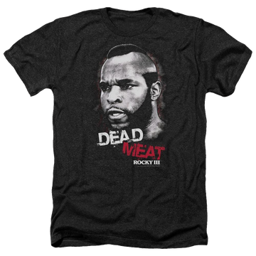 Charcoal men's heather t-shirt with Rocky III Dead Meat graphic