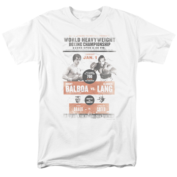 White men's regular fit t-shirt with Rocky III Vs Clubber Poster graphic