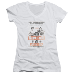 Rocky III Vs Clubber Poster Juniors V-Neck T-Shirt Juniors V-Neck T-Shirt Rocky   