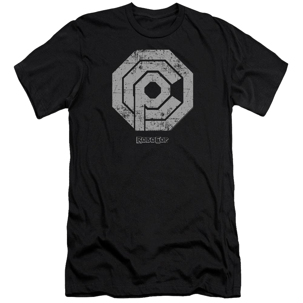 Robocop Distressed Ocp Logo Men's Premium Slim Fit T-Shirt Men's Premium Slim Fit T-Shirt Robocop   