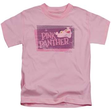 Pink kid's t-shirt for ages 4 to 7 with Pink Panther Distressed graphic
