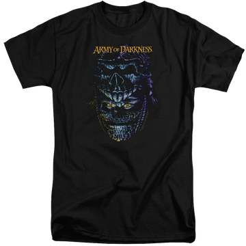 Black men's tall fit t-shirt with Army of Darkness Evil Ash graphic