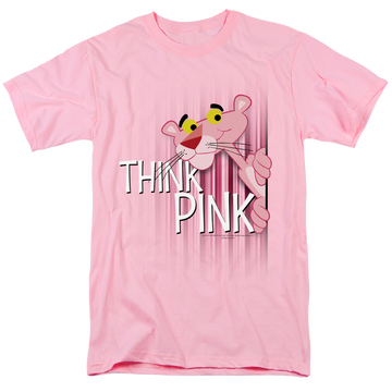 Pink men's regular fit t-shirt with Pink Panther Think Pink graphic