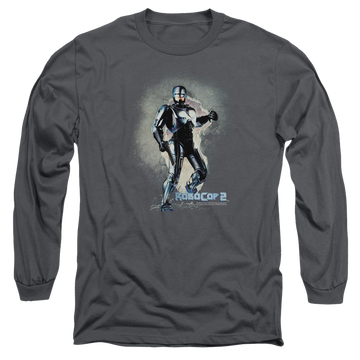 Charcoal men's long sleeve t-shirt with Robocop/Break On Through graphic