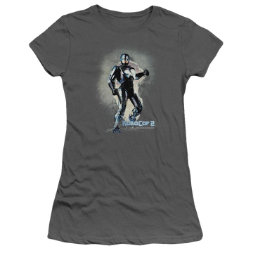 Charcoal juniors t-shirt with Robocop Break On Through graphic