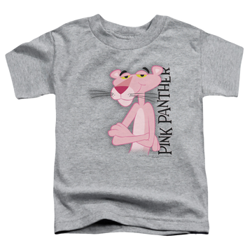Athletic heather kid's t-shirt for ages 4 to 7 with Pink Panther Cool Cat graphic