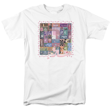 White men's regular fit t-shirt with Pink Panther Vintage Titles graphic