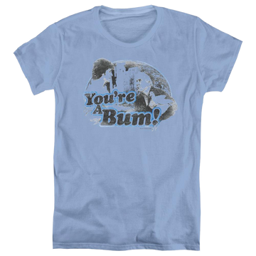 Carolina blue women's t-shirt with Rocky/You're A Bum graphic