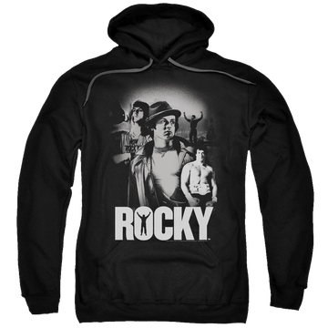 Black pullover hoodie with Rocky Making Of A Champ graphic