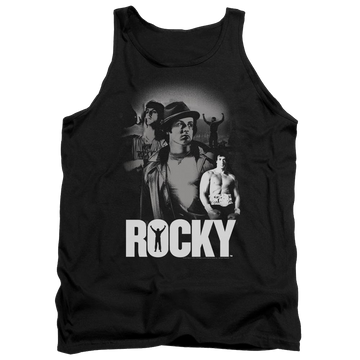 Black men's tank with Rocky Making Of A Champ graphic