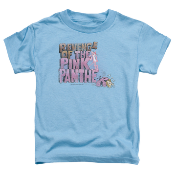 Carolina blue kid's t-shirt for ages 4 to 7 with Pink Panther Revenge graphic