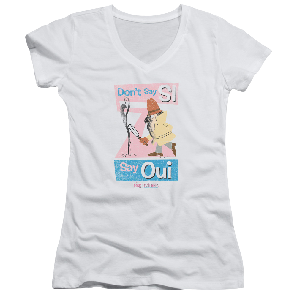 Pink Panther Say Oui Juniors V-Neck T-Shirt Juniors V-Neck T-Shirt Pink Panther   
