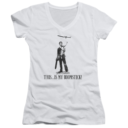 Army Of Darkness Boomstick! - Juniors V-Neck T-Shirt Juniors V-Neck T-Shirt Army of Darkness   