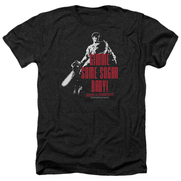 Charcoal men's heather t-shirt with Army of Darkness Sugar graphic