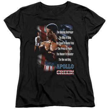 Black women's t-shirt with Rocky II The One And Only graphic