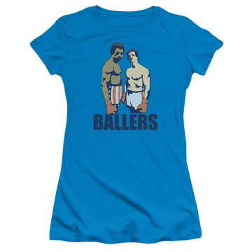 Turquoise juniors t-shirt with Rocky Ballers graphic
