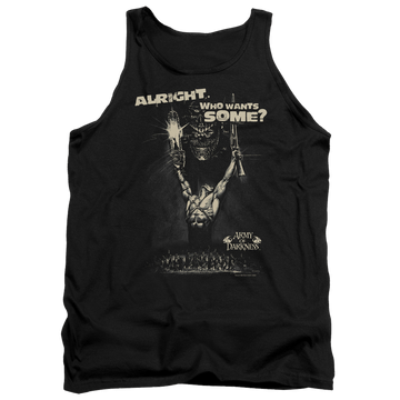 Black men's tank with Army of Darkness Want Some graphic