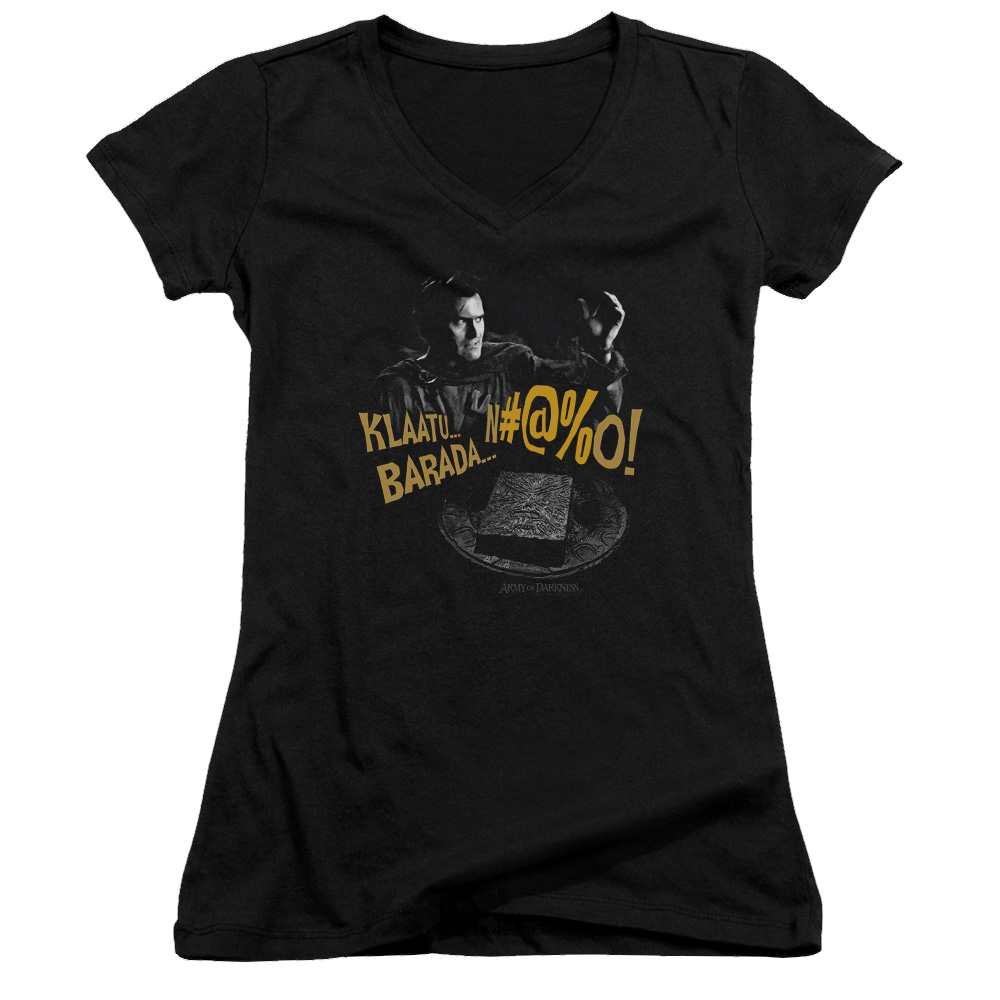 Army Of Darkness Klaatu...barada - Juniors V-Neck T-Shirt Juniors V-Neck T-Shirt Army of Darkness   