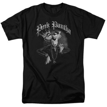 Black men's regular fit t-shirt with Pink Panther Pink Pantha graphic