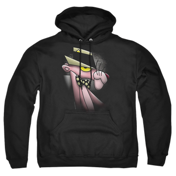 Black pullover hoodie with Pink Panther Smooth Panther graphic